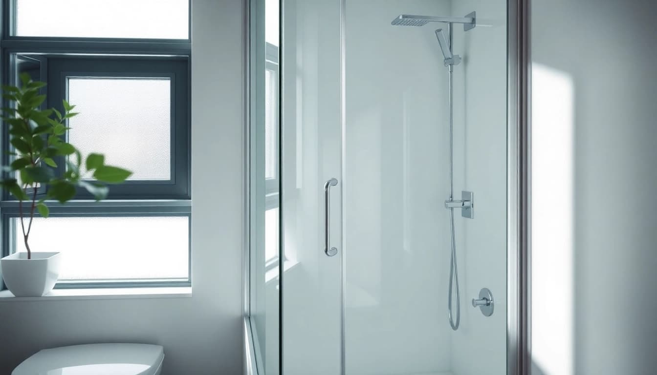 Duschkabine 80x80 in modernem Badezimmer mit elegantem Design und natürlicher Beleuchtung.
