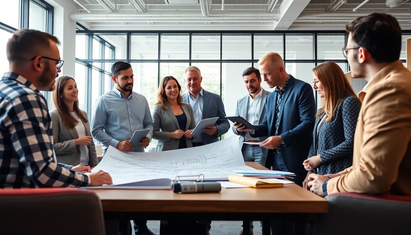 Members engaging in a collaborative meeting representing a construction membership association.
