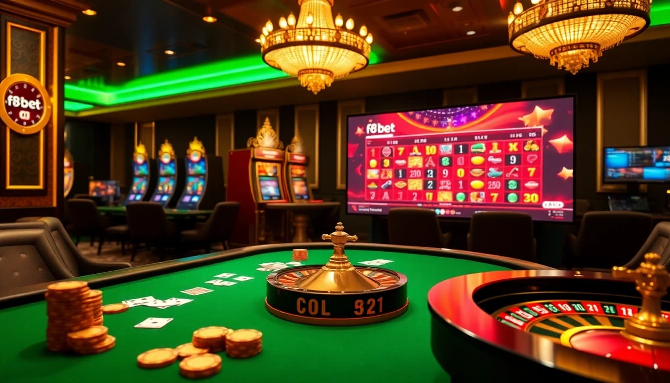 Experience thrilling gaming action at f8 bet with casino tables and vibrant visuals.