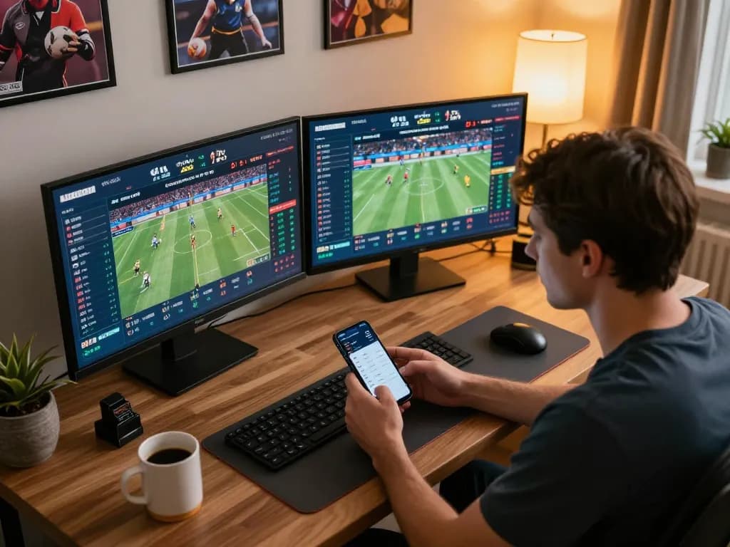 Tỷ lệ nhà cái displayed prominently on smartphone during an online sports betting session, reflecting strategic gameplay.