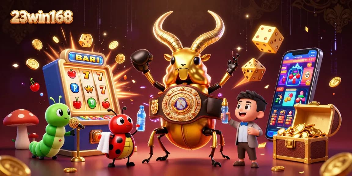 Experience the thrilling gameplay and excitement at 23win168 with energetic casino elements and characters.