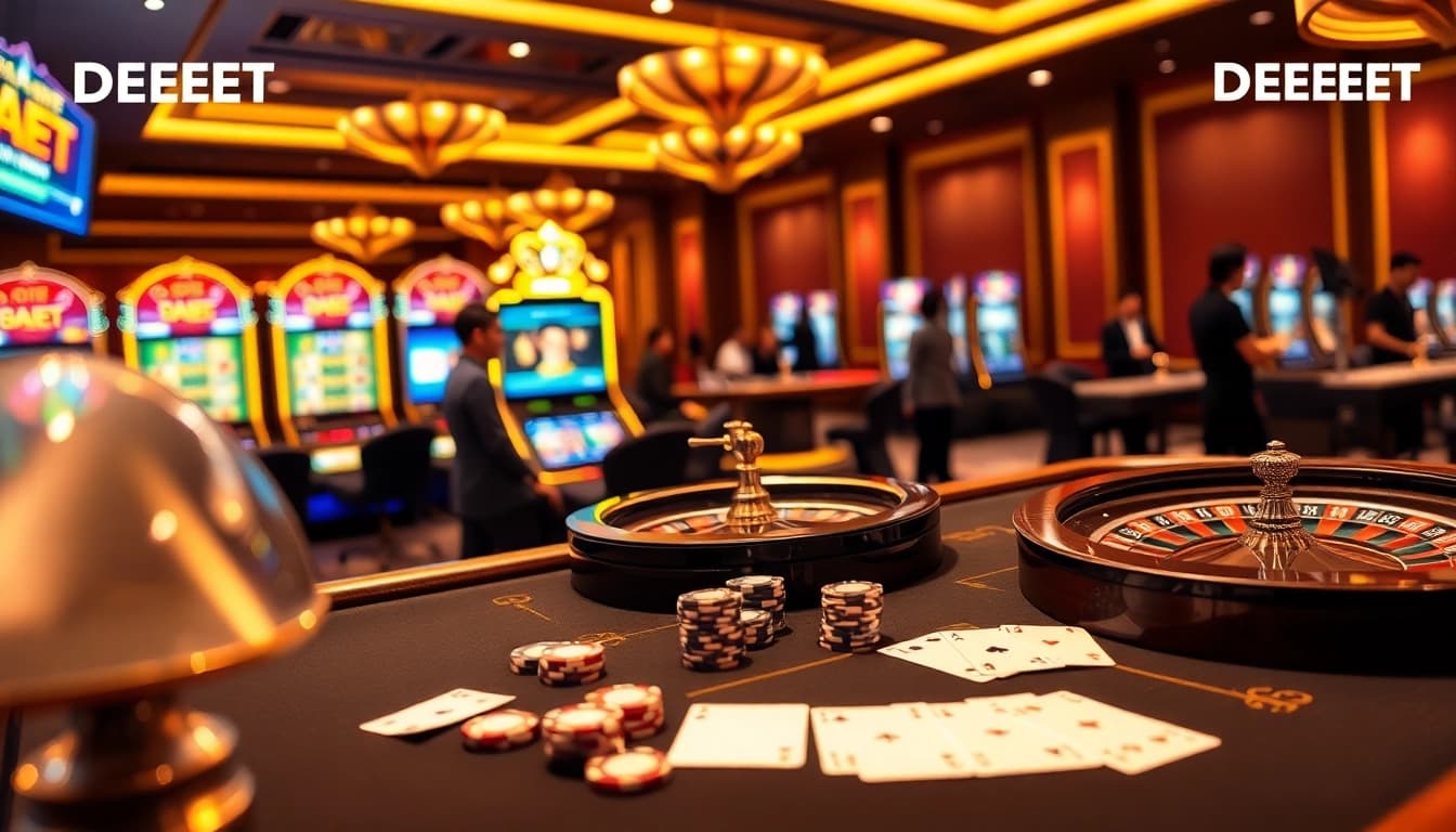 Experience the thrill of betting at Nhà Cái DEBET with vibrant casino games and luxurious ambiance.