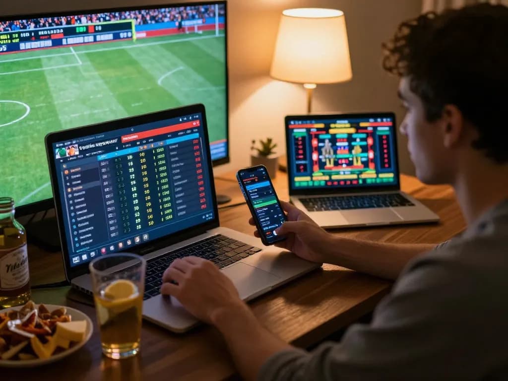 Engaging sports betting experience showcasing Link mới Sky88 at home with live odds and game analysis