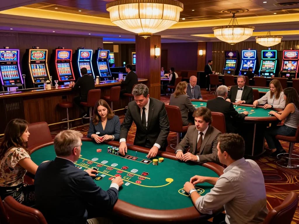 Players enjoying blackjack at Nhà cái ko66, showcasing a vibrant casino atmosphere with dynamic gameplay.