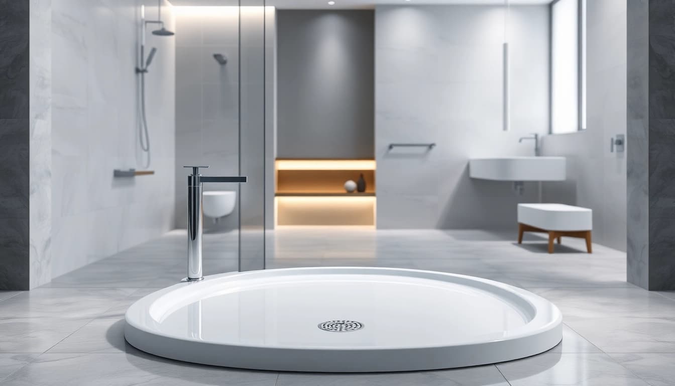 Stylish shower base shower setup highlighted in a modern bathroom design.