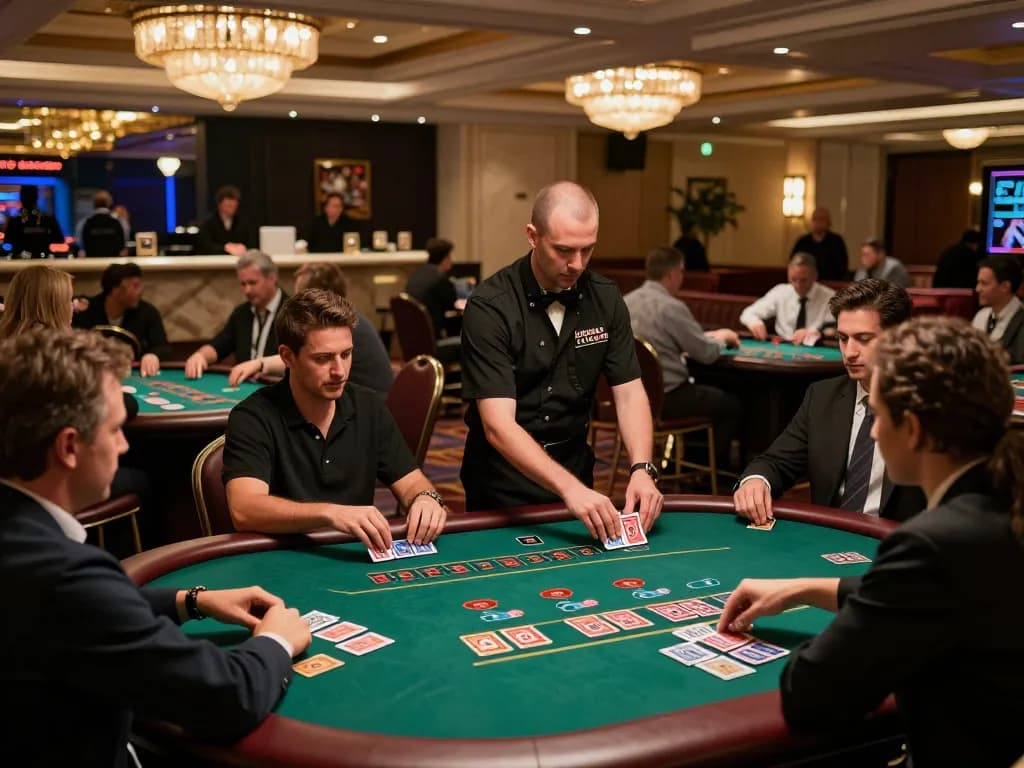 Experience red88 blackjack gameplay with players placing bets on green felt tables