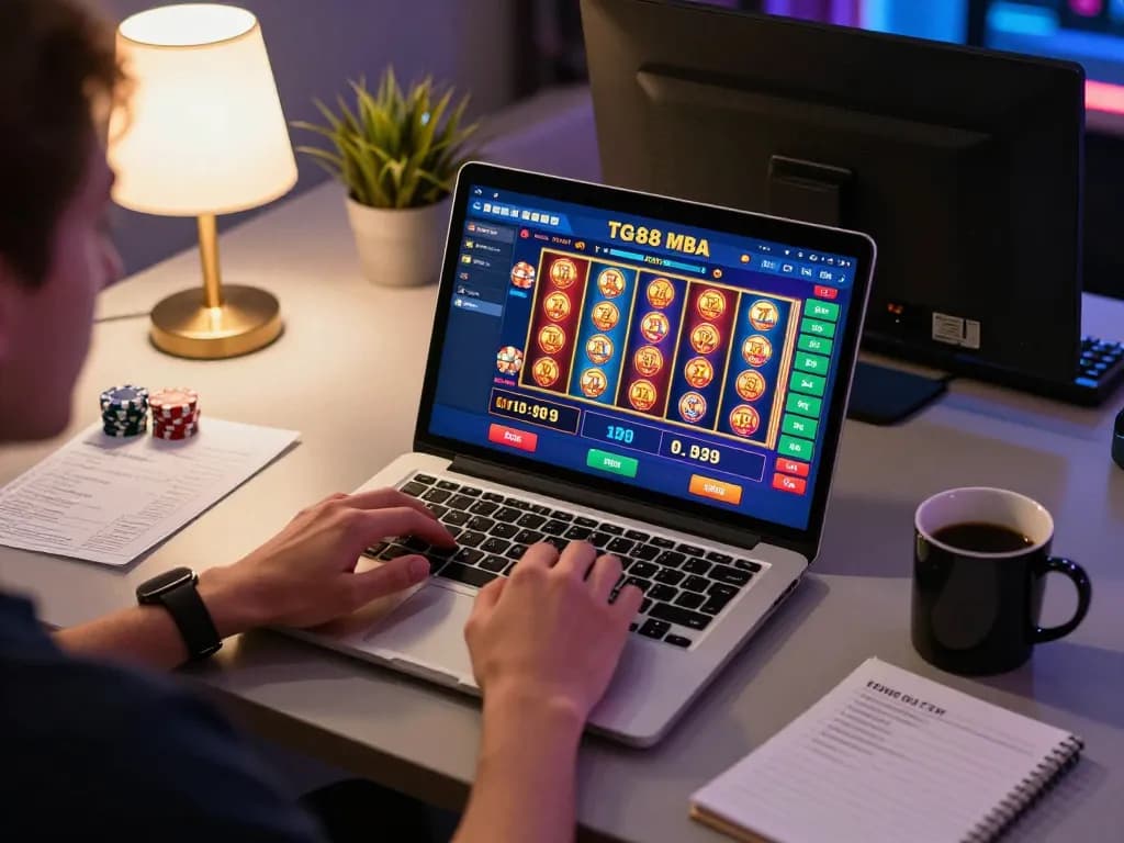 Engaging online casino gaming experience with TG88 MBA interface showcasing games and strategy notes