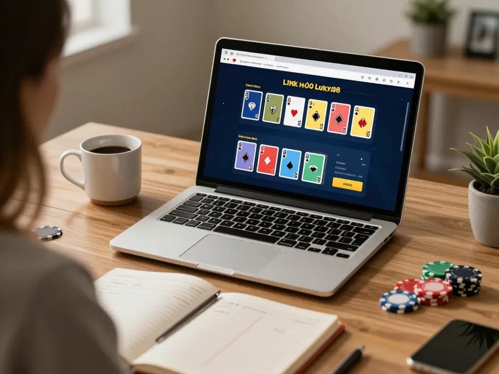 Engage in Link mới lucky88's online poker game from a tranquil home office.