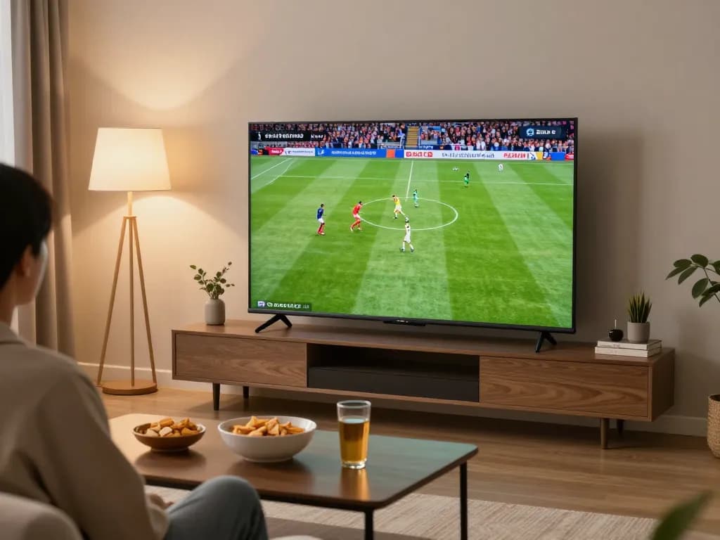 Socolive offers immersive live football viewing experience on smart TVs in cozy home setting.