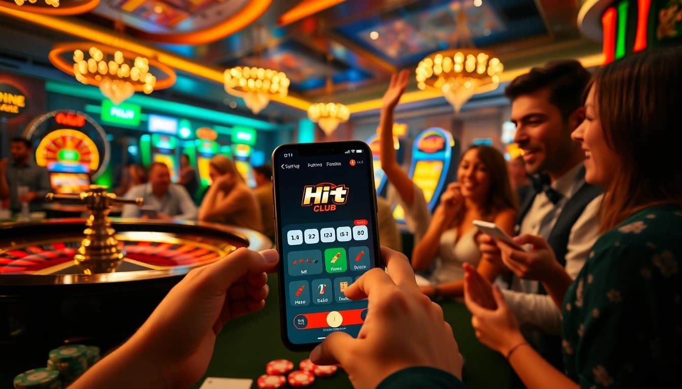 Experience the excitement of mobile gaming with tải hitclub on engaging casino elements including slots and poker.