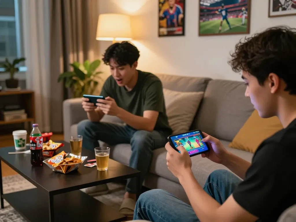 Engaging players using SC88 Game app on smartphone in cozy living room setting