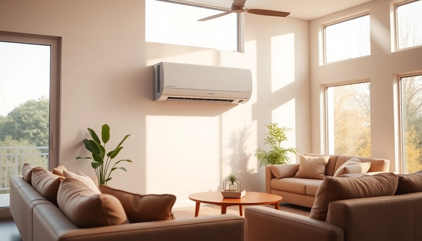 Efficient mitsubishi mini split ac showcased in a modern, well-lit living room.
