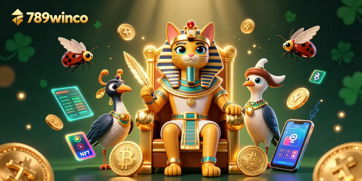 Engage with 789winco for thrilling slot games amidst vibrant 3D visuals and glowing cryptocurrency elements.