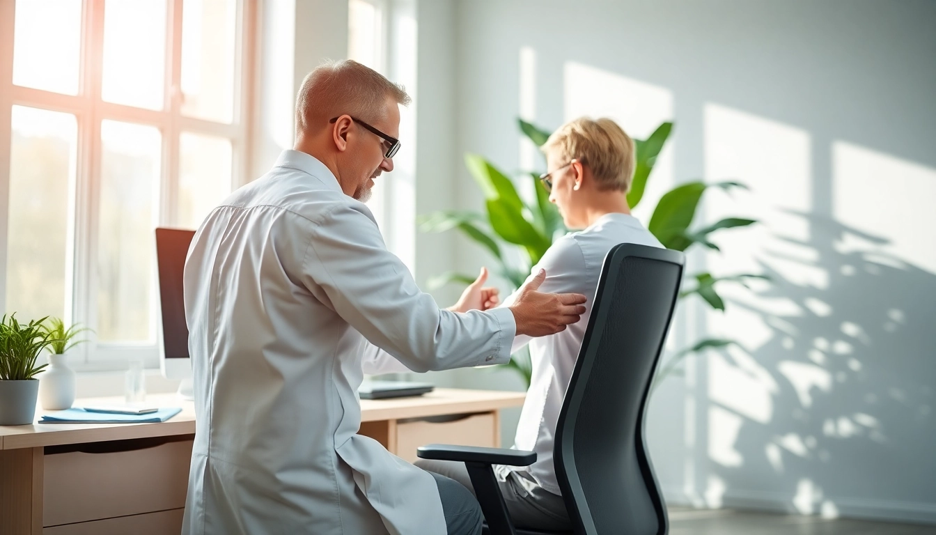 Addressing back pain causes with ergonomic posture tips from a physiotherapist in an office setting.
