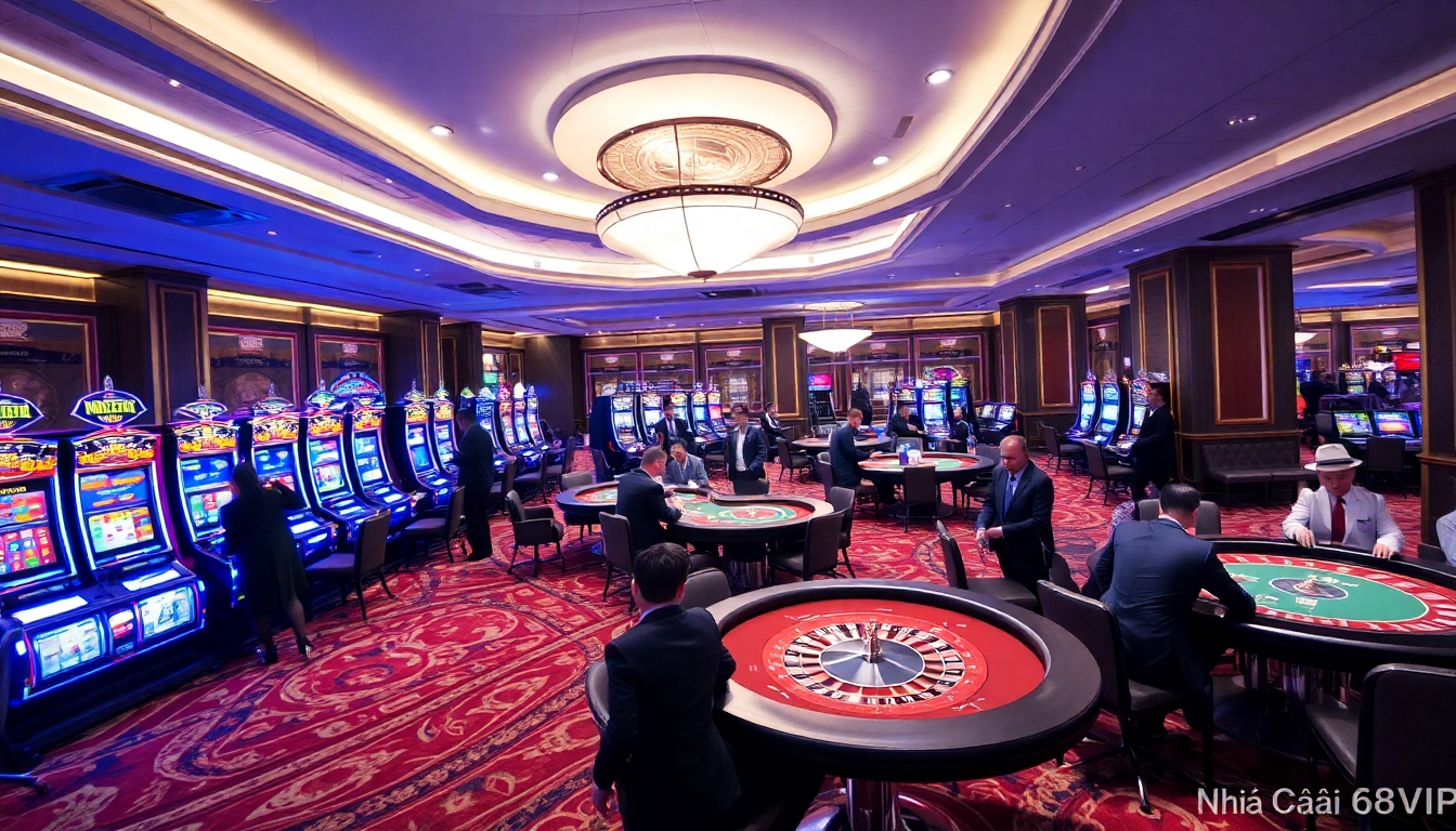 Engaging gambling action with Nhà Cái 68VIP's luxurious casino tables and vibrant atmosphere.