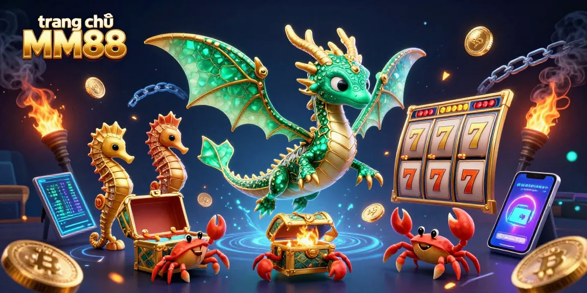Spin the reels and win on the trang chủ MM88 platform, featuring vibrant casino elements and characters.