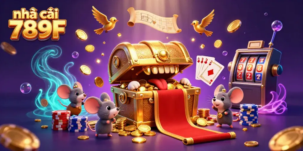 Engage in fun gaming adventures at nhà cái 789F with colorful casino elements and charming characters.