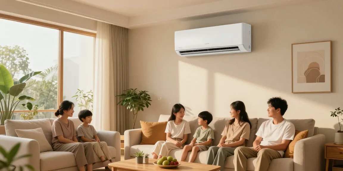 Experience the comfort of a 24000 BTU mini split air conditioner in a stylish living room setting.