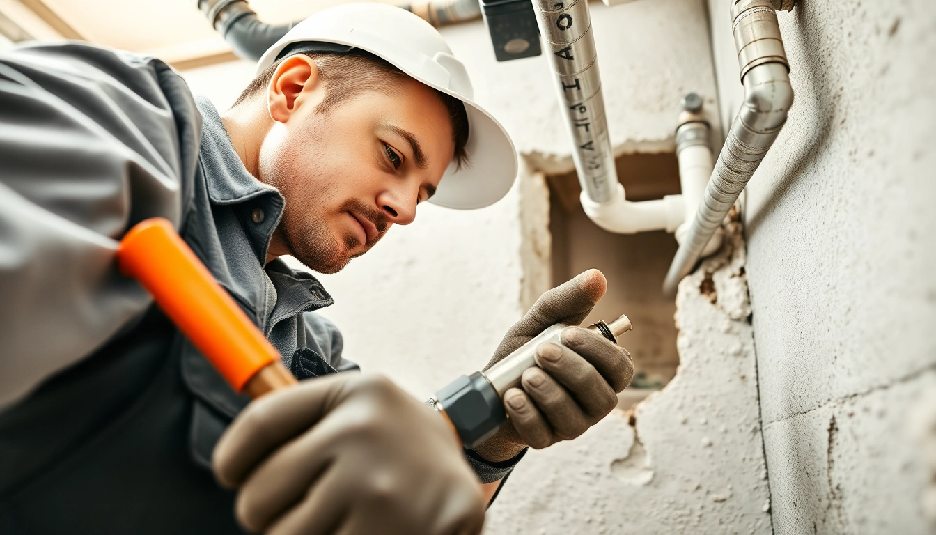 Providing whole house repiping services St Petersburg FL with a plumber inspecting pipes in a residential home.