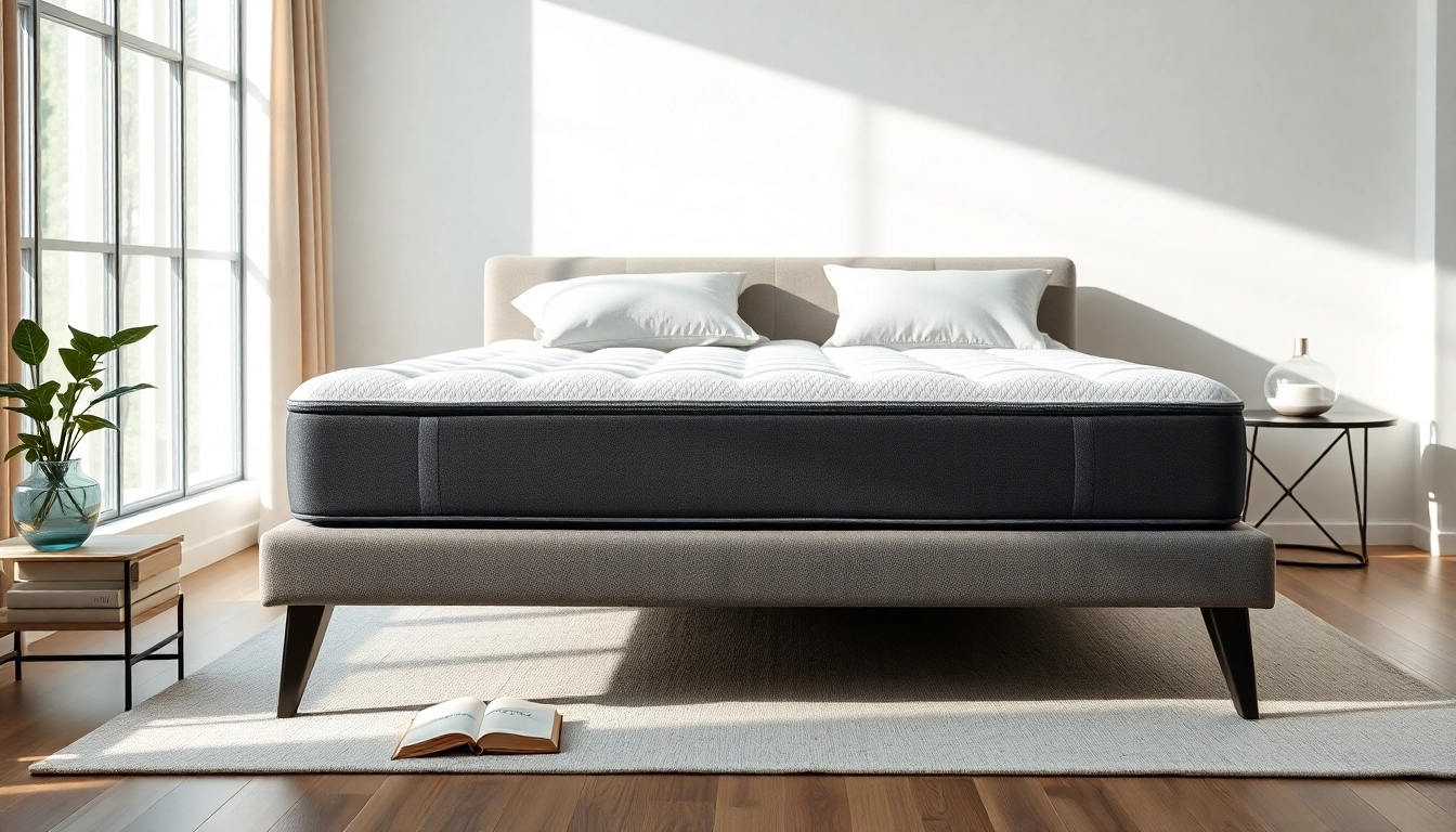 Showcase a 10 memory foam mattress with elegant bedding in a cozy, well-lit bedroom setting.