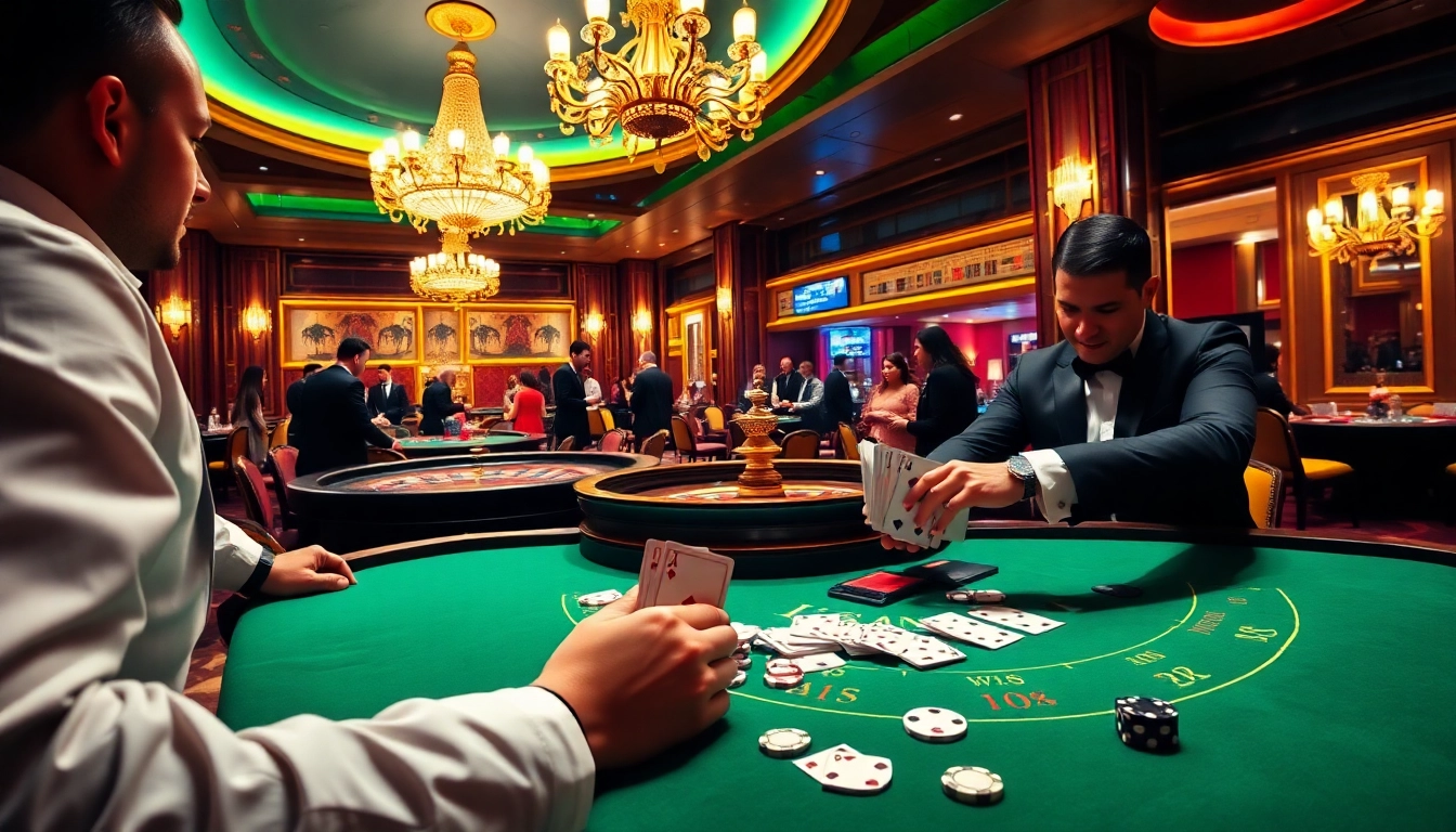 Experience thrilling gameplay at QQ88 COM with a vibrant casino scene featuring cards and roulette.