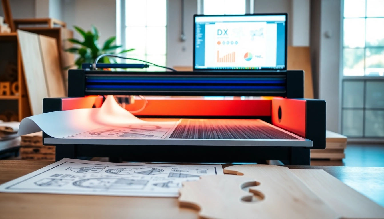 Creating intricate designs with a dxf file for laser cutting in a professional workspace.