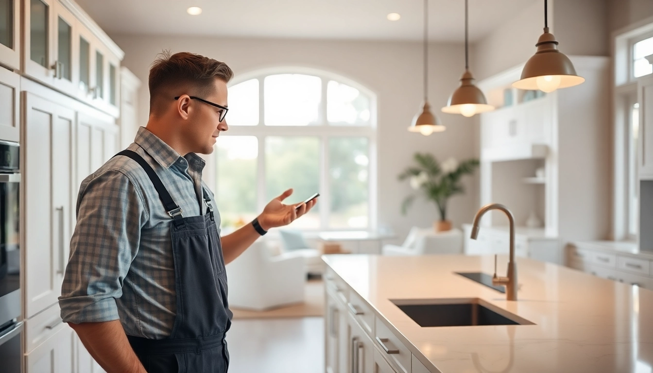 Experienced remodel contractor near me Austin evaluating a renovated kitchen space.