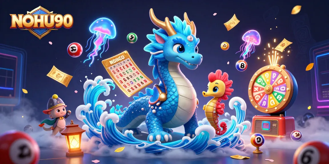 Engage in thrilling gameplay with NOHU90's vibrant lottery scene featuring a mystical dragon and jellyfish.