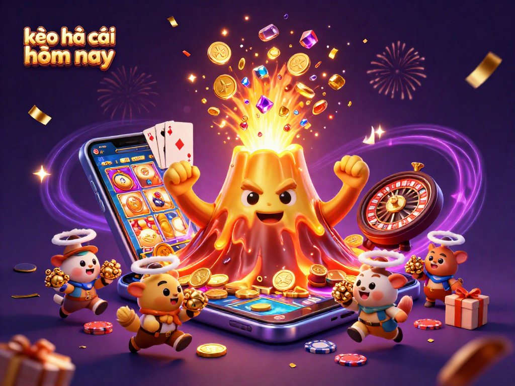 Engage with kèo nhà cái hôm nay in this vibrant 3D casino scene filled with excitement and treasures.
