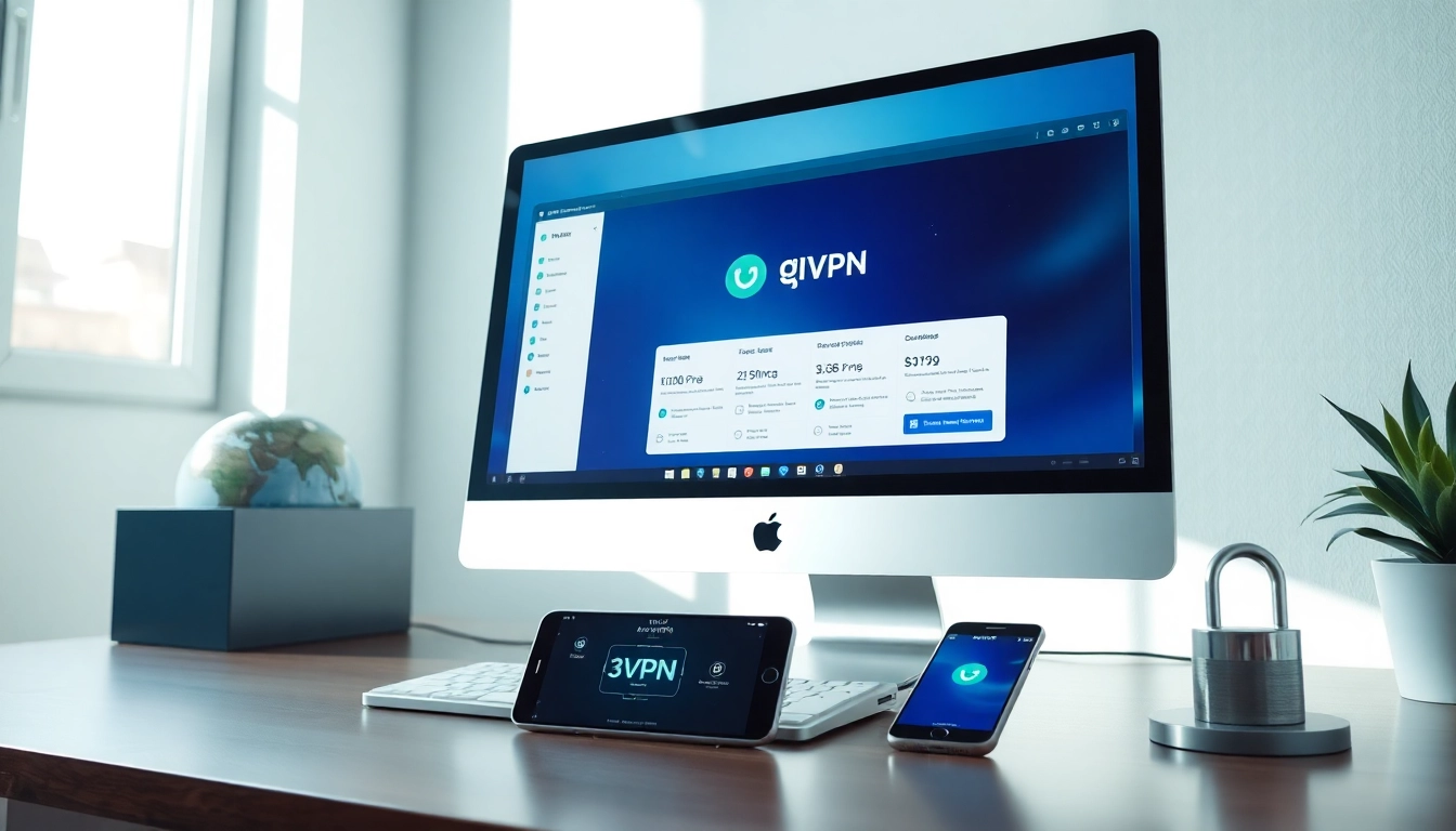 快连下载界面在现代工作区电脑上显示，展示VPN功能与安全性。