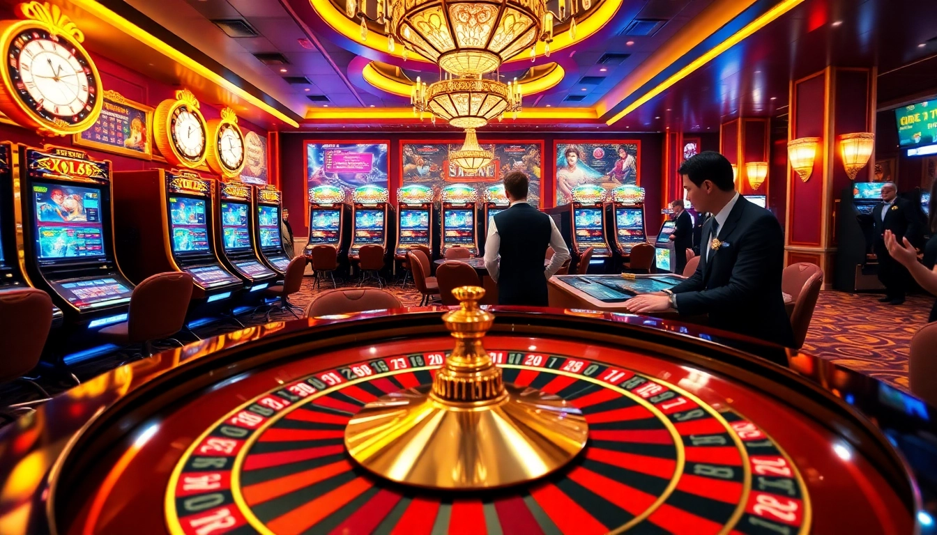 Experience the excitement of online gambling with xin88 at a vibrant casino scene.