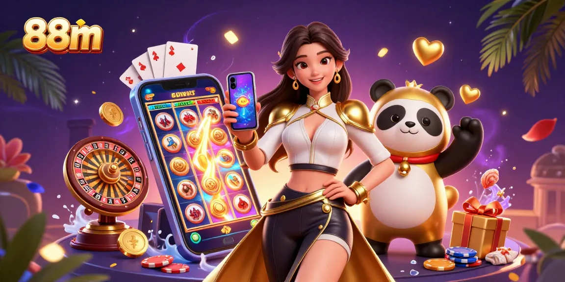 Play vibrant casino games and win big with 88m featuring an Asian woman and a golden panda.