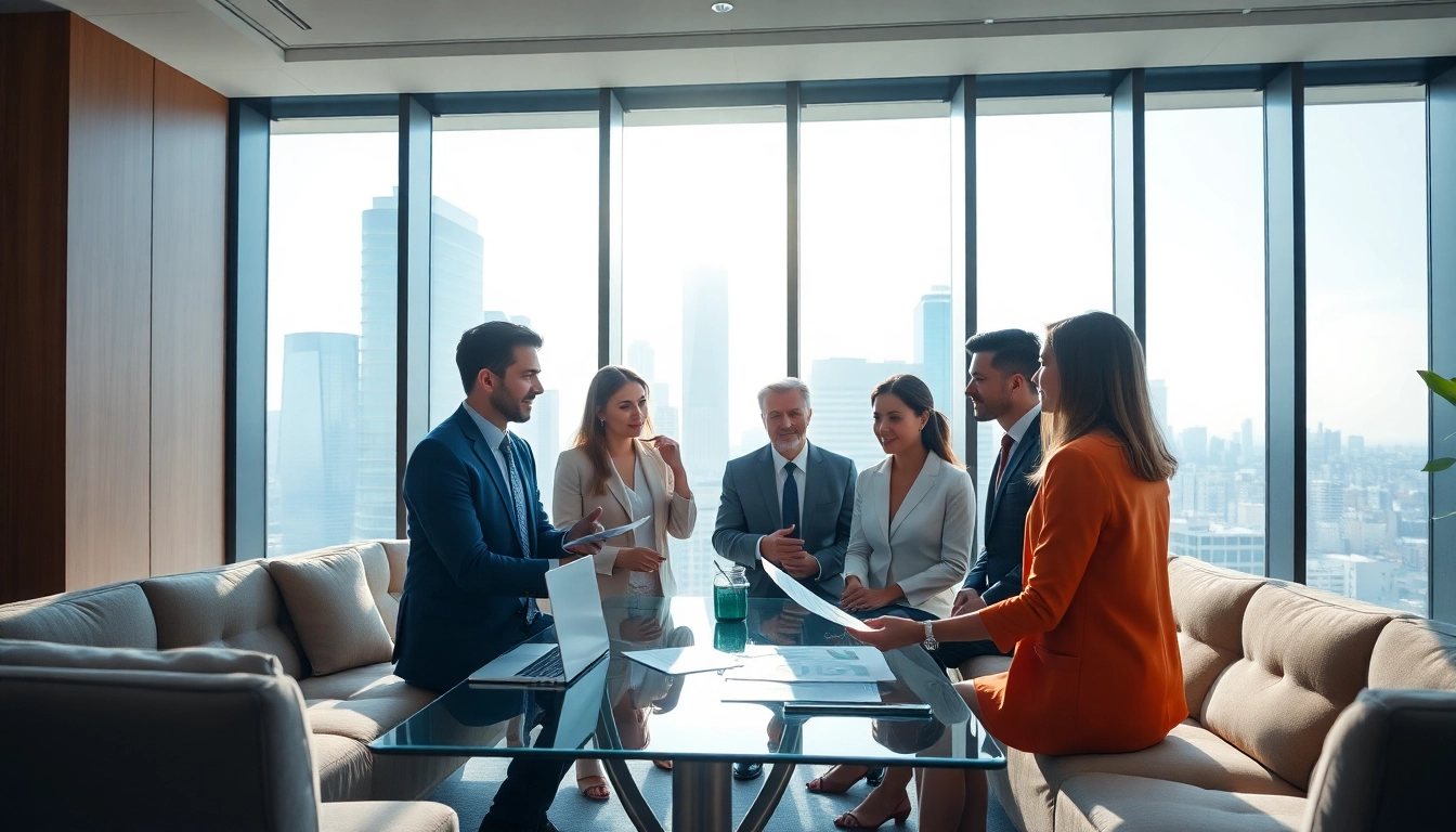 Engaging discussion with Quickplus Business Consultants in a modern office setting.