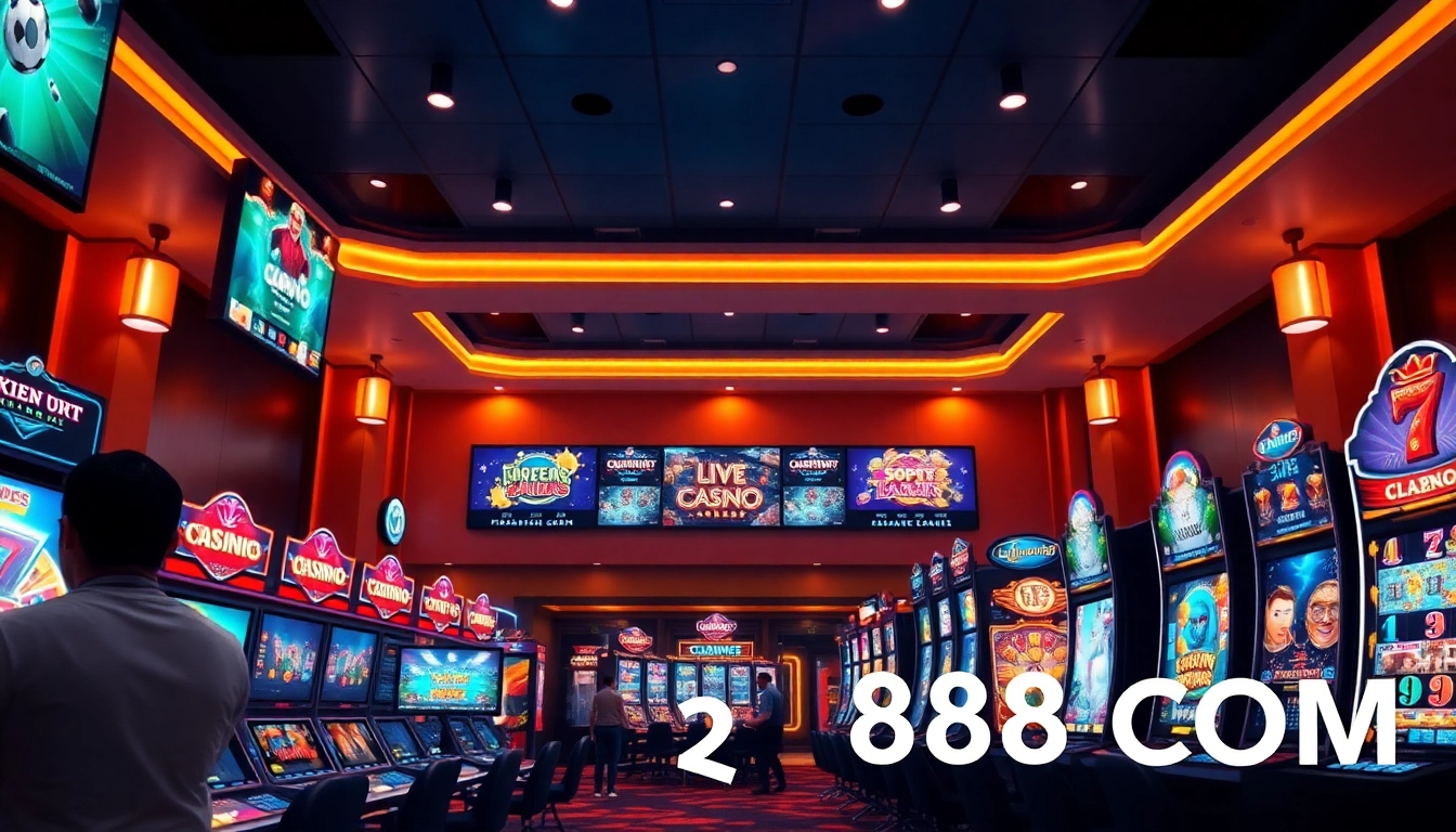 Interactive online casino scene showcasing QQ88 COM’s exciting gaming experience with warm ambient lighting.