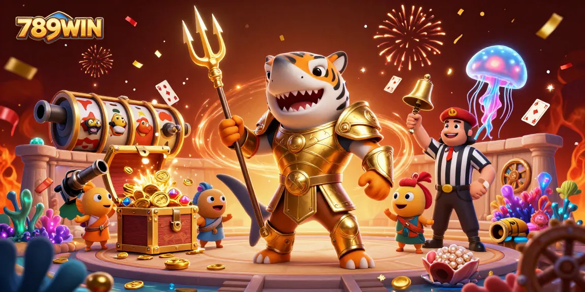 Experience thrilling slots at 789WIN with ferocious shark gladiators in an underwater arena